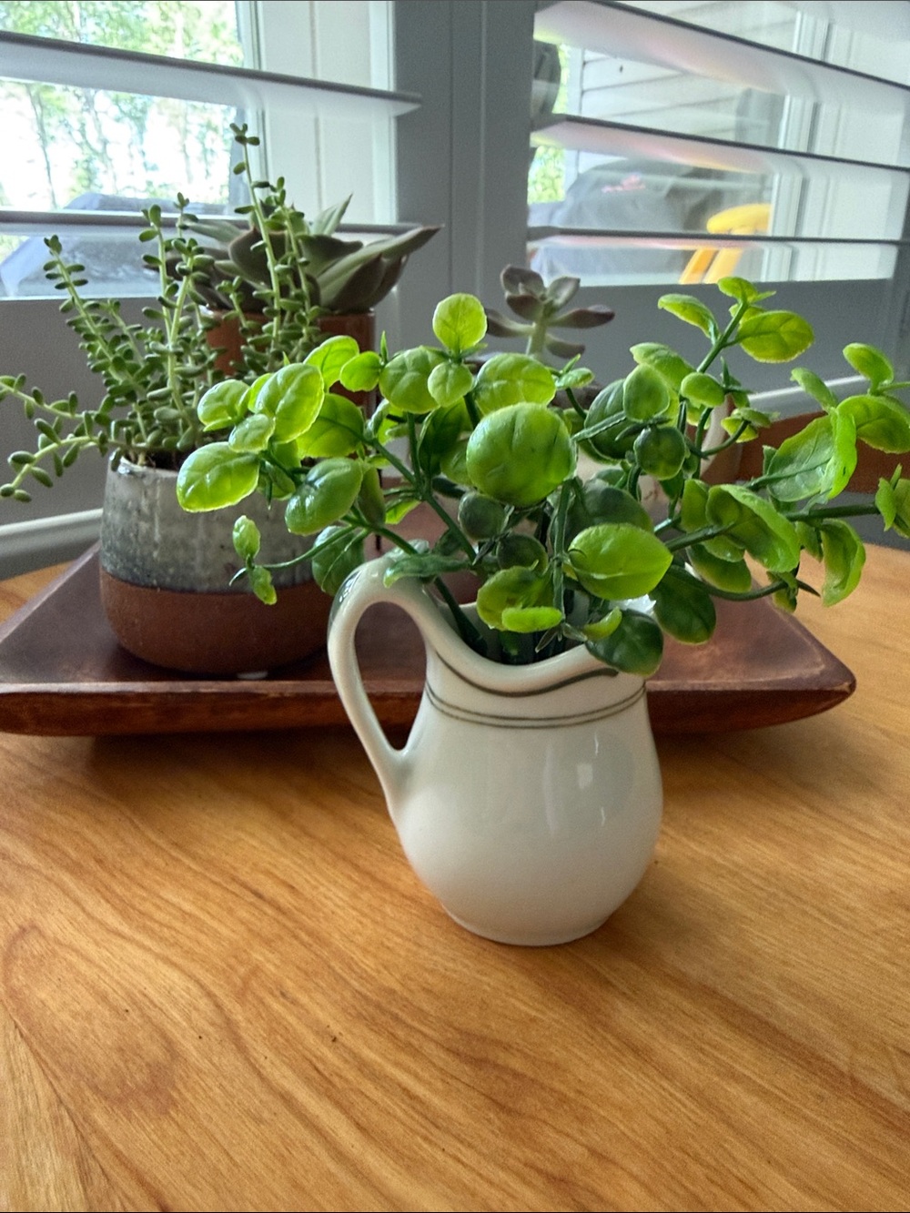 Vintage Carr China Creamer Pitcher Green Trim MCM  Bud Vase Planter
